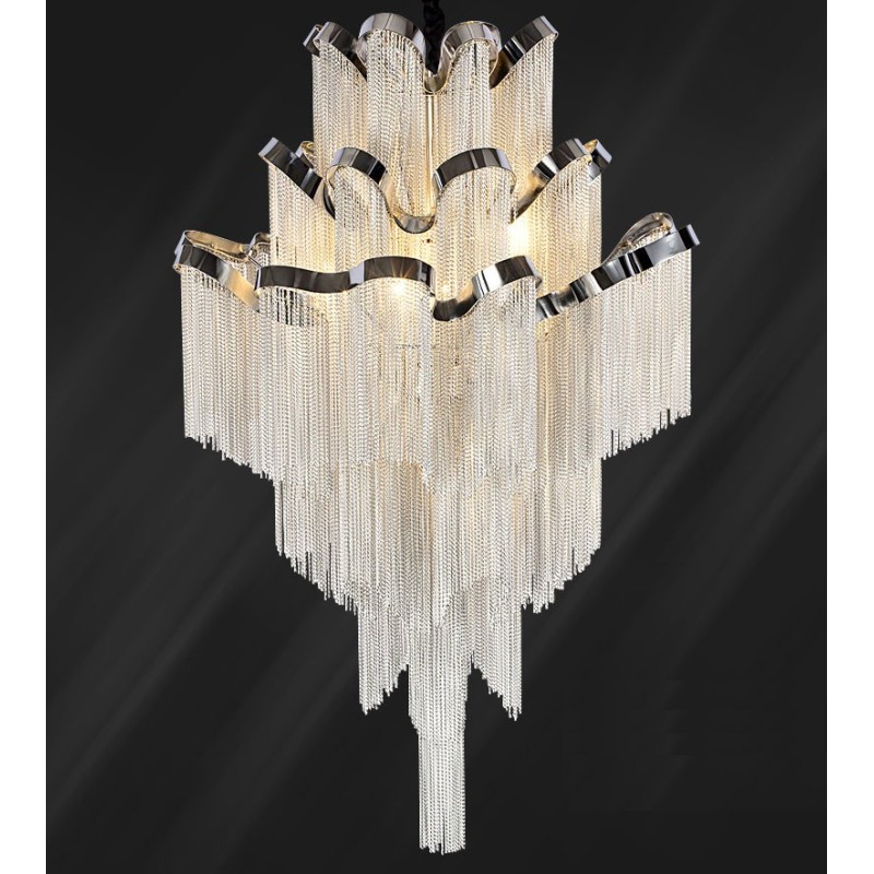 Aluminium Stream Kronleuchter Designer Pendelleuchte Silber Farbe Wendeltreppe Treppe