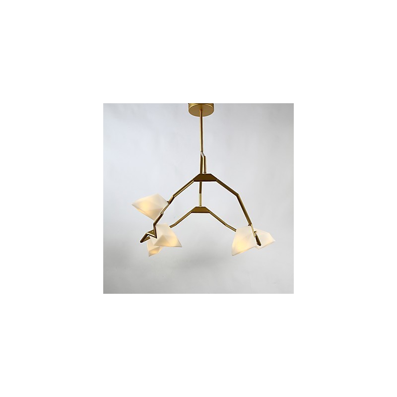 Fünf Licht Post Moderne Metall mit Glas Pfirsich Kronleuchter Lampe die Kantine Schmücken Pendelleuchte