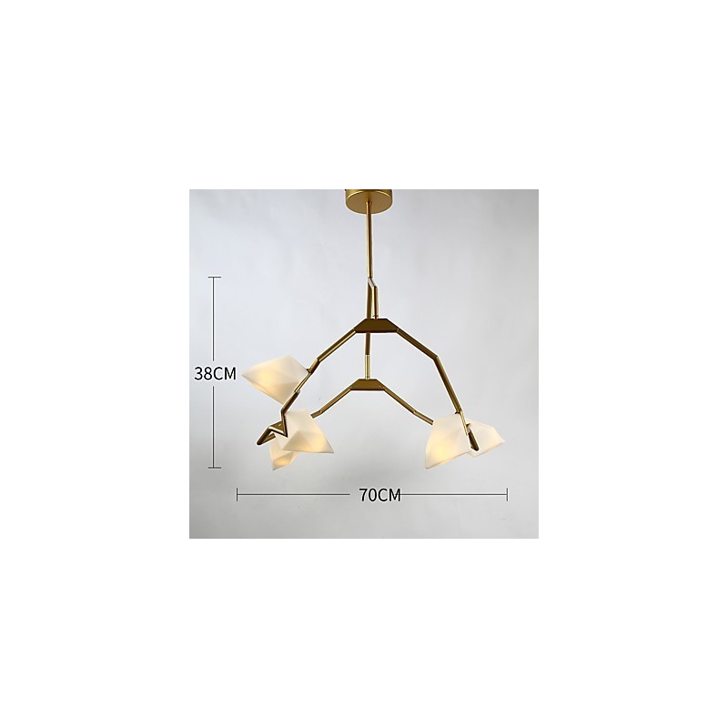Fünf Licht Post Moderne Metall mit Glas Pfirsich Kronleuchter Lampe die Kantine Schmücken Pendelleuchte