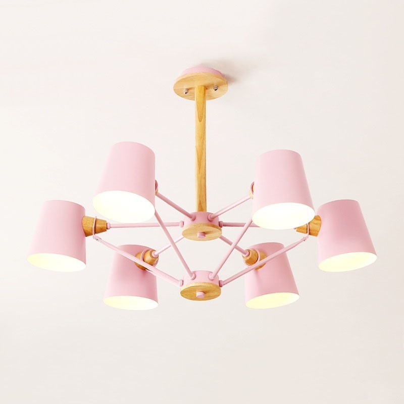 Mehrfarbiger Macaron-Holz-Kronleuchter mit Vintage-Malerei