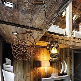 Rustikale Lodge Vintage Retro Country Globe Malerei Feature für Mini-Stil Designer Metall Kronleuchter