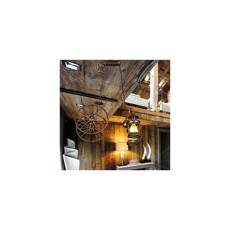 Rustikale Lodge Vintage Retro Country Globe Malerei Feature für Mini-Stil Designer Metall Kronleuchter