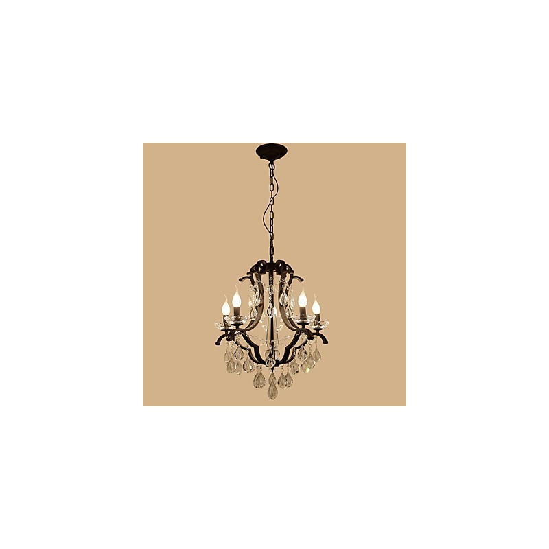 5 Lichter Kristall Kronleuchter Modern Zeitgenössisch Traditionell Klassisch Rustikal Lodge Vintage Retro Laterne Trommel Land Malerei