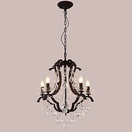 5 Lichter Kristall Kronleuchter Modern Zeitgenössisch Traditionell Klassisch Rustikal Lodge Vintage Retro Laterne Trommel Land Malerei