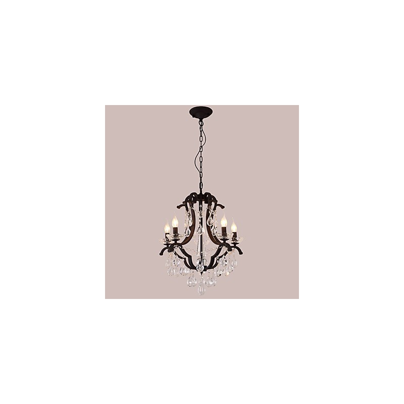 5 Lichter Kristall Kronleuchter Modern Zeitgenössisch Traditionell Klassisch Rustikal Lodge Vintage Retro Laterne Trommel Land Malerei