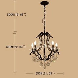 5 Lichter Kristall Kronleuchter Modern Zeitgenössisch Traditionell Klassisch Rustikal Lodge Vintage Retro Laterne Trommel Land Malerei