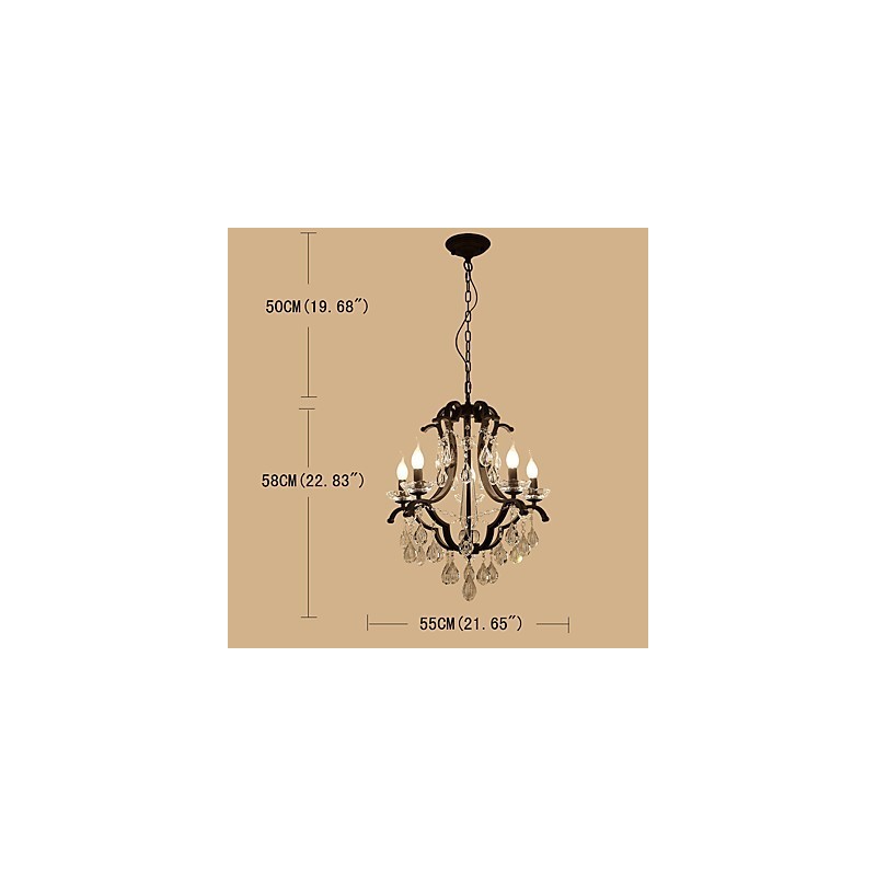 5 Lichter Kristall Kronleuchter Modern Zeitgenössisch Traditionell Klassisch Rustikal Lodge Vintage Retro Laterne Trommel Land Malerei