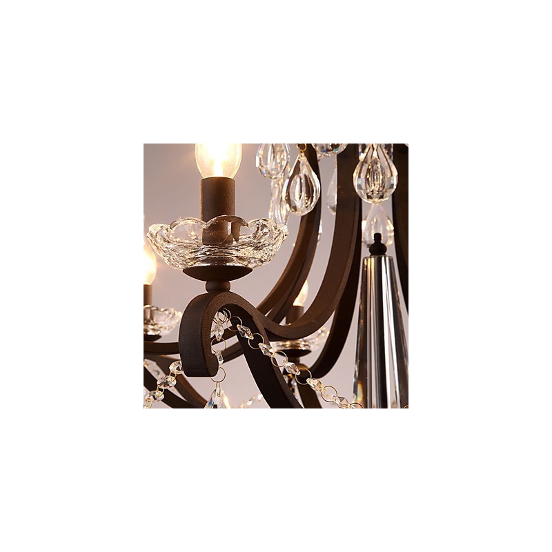 5 Lichter Kristall Kronleuchter Modern Zeitgenössisch Traditionell Klassisch Rustikal Lodge Vintage Retro Laterne Trommel Land Malerei