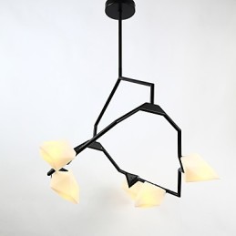 Fünf Licht Post Moderne Metall mit Glas Pfirsich Kronleuchter Lampe die Kantine Schmücken Pendelleuchte