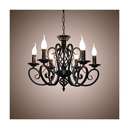 Kronleuchter im europäischen Stil, Esszimmerbeleuchtung, einfache Originalität, innovative Kerzen, 6 Lichter