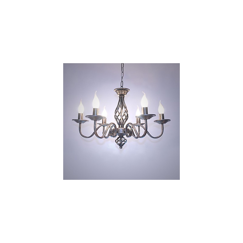 Künstlerisch schick und modern, andere Funktionen für Kerzenstil, Metall, für den Innenbereich, 6 Glühbirnen, Kronleuchter