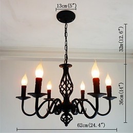 Künstlerisch schick und modern, andere Funktionen für Kerzenstil, Metall, für den Innenbereich, 6 Glühbirnen, Kronleuchter