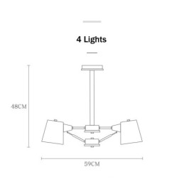 Kronleuchter aus Metall mit 4 Lichtern, mehrfarbig, Macaron-Holz, Vintage-Malerei