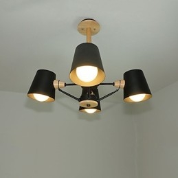 Kronleuchter aus Metall mit 4 Lichtern, mehrfarbig, Macaron-Holz, Vintage-Malerei