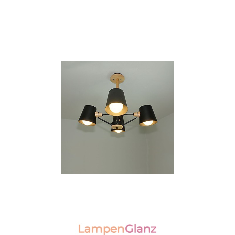 Kronleuchter aus Metall mit 4 Lichtern, mehrfarbig, Macaron-Holz, Vintage-Malerei