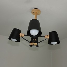 Kronleuchter aus Metall mit 4 Lichtern, mehrfarbig, Macaron-Holz, Vintage-Malerei