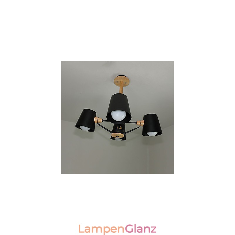 Kronleuchter aus Metall mit 4 Lichtern, mehrfarbig, Macaron-Holz, Vintage-Malerei