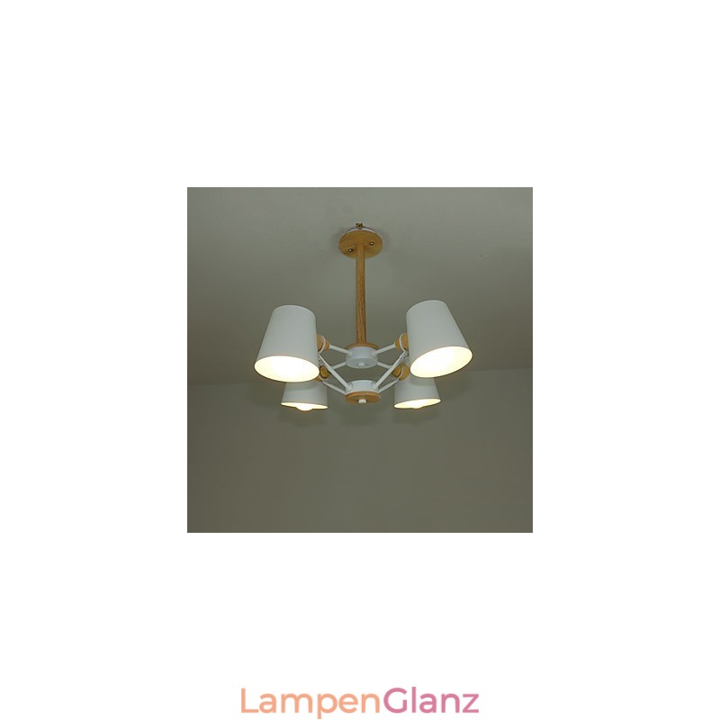 Kronleuchter aus Metall mit 4 Lichtern, mehrfarbig, Macaron-Holz, Vintage-Malerei