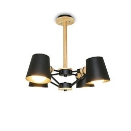 Kronleuchter aus Metall mit 4 Lichtern, mehrfarbig, Macaron-Holz, Vintage-Malerei