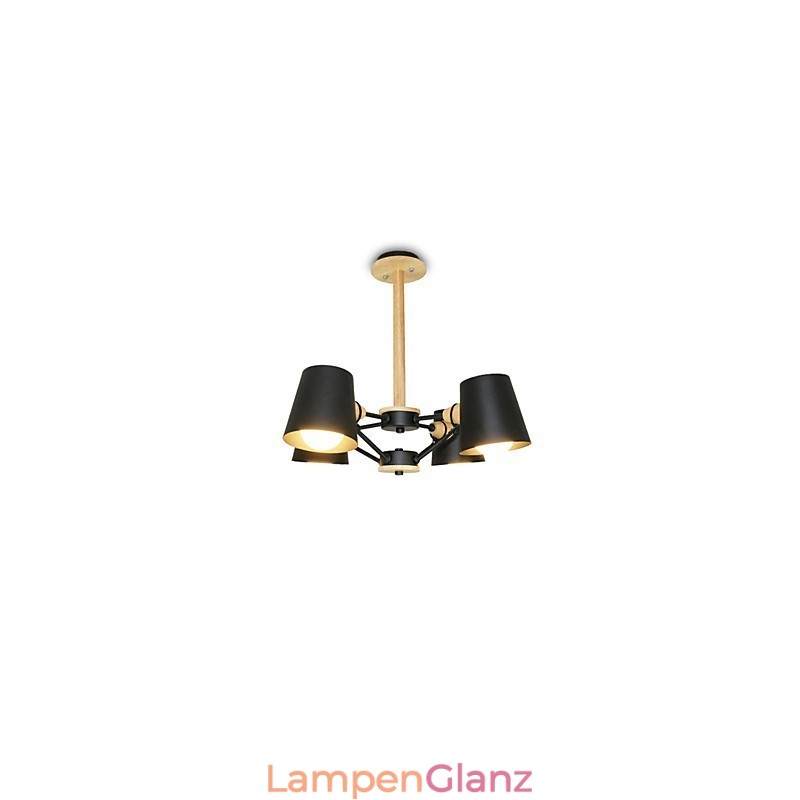 Kronleuchter aus Metall mit 4 Lichtern, mehrfarbig, Macaron-Holz, Vintage-Malerei