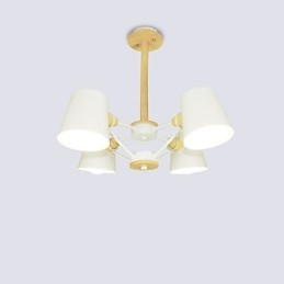 Kronleuchter aus Metall mit 4 Lichtern, mehrfarbig, Macaron-Holz, Vintage-Malerei