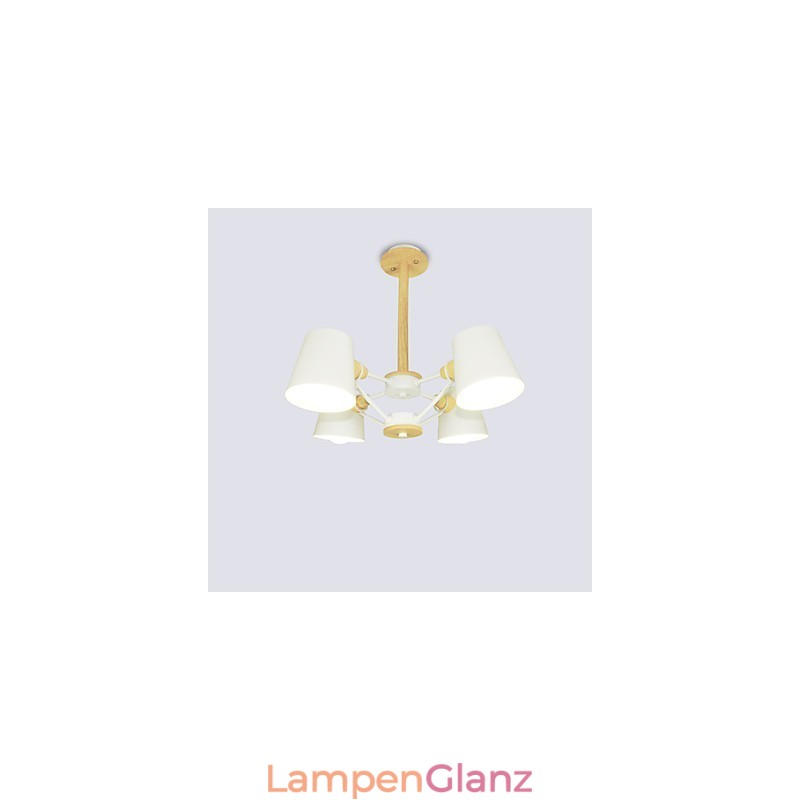 Kronleuchter aus Metall mit 4 Lichtern, mehrfarbig, Macaron-Holz, Vintage-Malerei