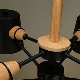 Kronleuchter aus Metall mit 4 Lichtern, mehrfarbig, Macaron-Holz, Vintage-Malerei