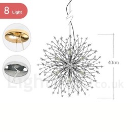 Feuerwerk Globus Löwenzahn Chrom Feature Kristall Metall Kronleuchter
