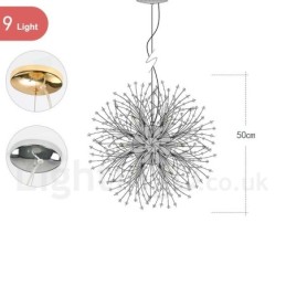 Feuerwerk Globus Löwenzahn Chrom Feature Kristall Metall Kronleuchter