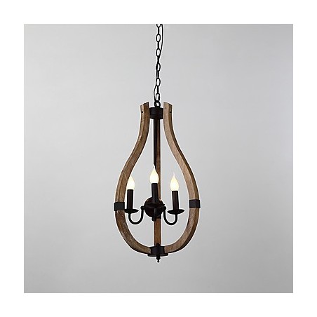 Drei Licht Vintage Malerei Feature Mini Stil Holz Bambus Kronleuchter Lampe die Dekorieren Pendelleuchte