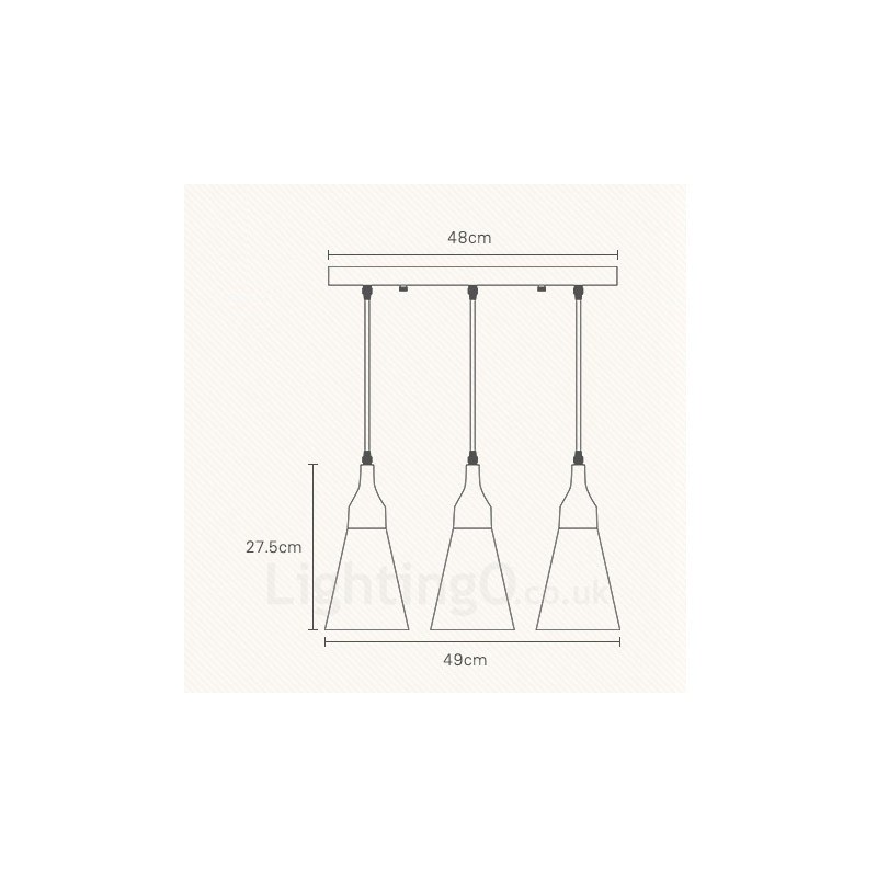 Moderne Pendelleuchte mit 3 Lichtern aus Holz und Stoffschirm