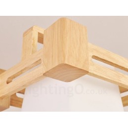 1 Licht Holz Moderne zeitgenössische Pendelleuchte im nordischen Stil mit Stoffschirm