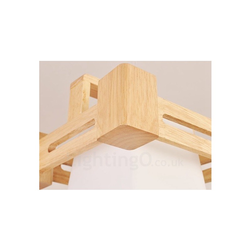 1 Licht Holz Moderne zeitgenössische Pendelleuchte im nordischen Stil mit Stoffschirm
