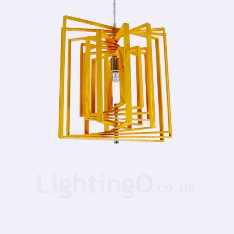 1 Licht Holz Moderne zeitgenössische Pendelleuchte im nordischen Stil mit Holzschirm