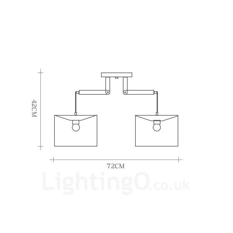 Moderne Pendelleuchte mit 2 Lichtern aus Holz und Stoffschirm