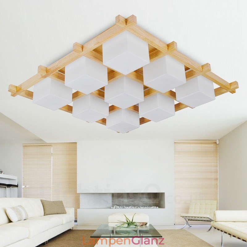 Moderne Deckenleuchten im zeitgenössischen nordischen Stil mit 9 Lichtern und Glasschirm