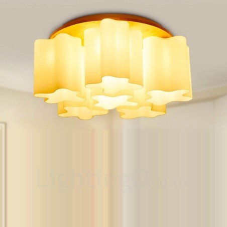 Moderne Deckenleuchten mit 6 Lichtern und Glasschirm Moderne Deckenleuchten mit 6 Lichtern und Glasschirm