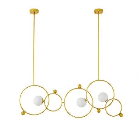 3-flammige moderne Deckenleuchten, Kupfer-Kronleuchter mit weißem Kugelglasschirm 3-flammige moderne Deckenleuchten, Kupfer-Kronleuchter mit weißem Kugelglasschirm