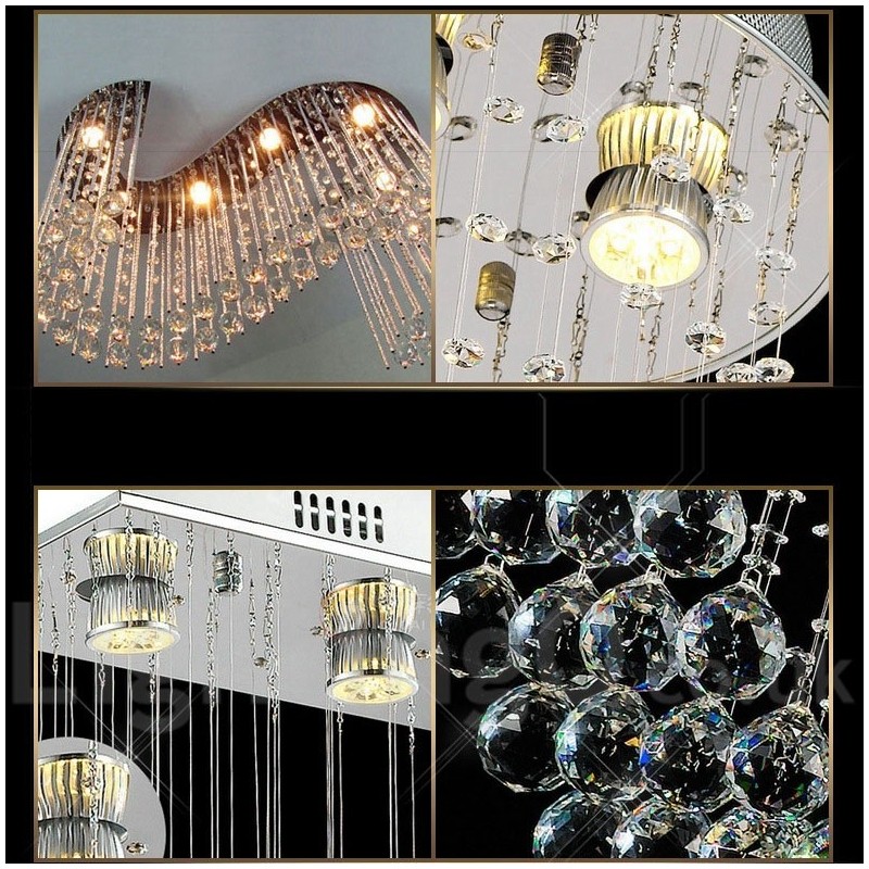 6 Lichter Moderne Kristall Deckenpendelleuchte Innen Kronleuchter Beleuchtung Lampen Leuchten