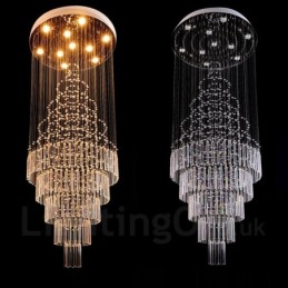 10 Lichter Moderne Kristall Deckenpendelleuchte Innen Kronleuchter Beleuchtung Lampen Leuchten