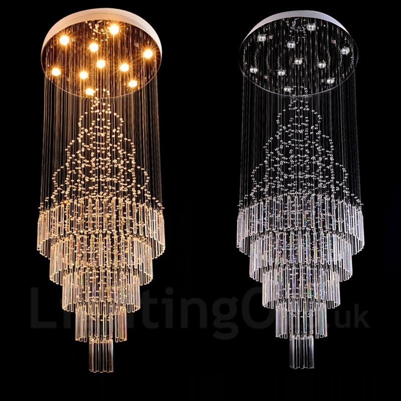 10 Lichter Moderne Kristall Deckenpendelleuchte Innen Kronleuchter Beleuchtung Lampen Leuchten