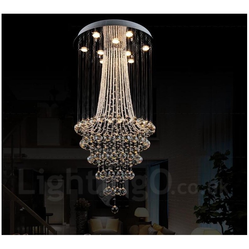 9 Lichter Moderne Kristall Deckenpendelleuchte Innen Kronleuchter Beleuchtung Lampen Leuchten