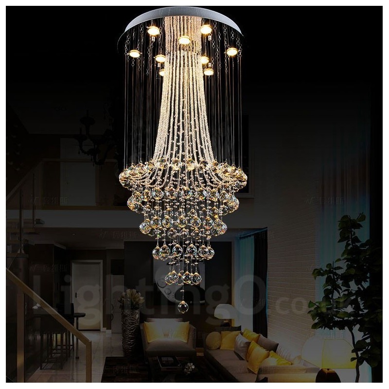 9 Lichter Moderne Kristall Deckenpendelleuchte Innen Kronleuchter Beleuchtung Lampen Leuchten