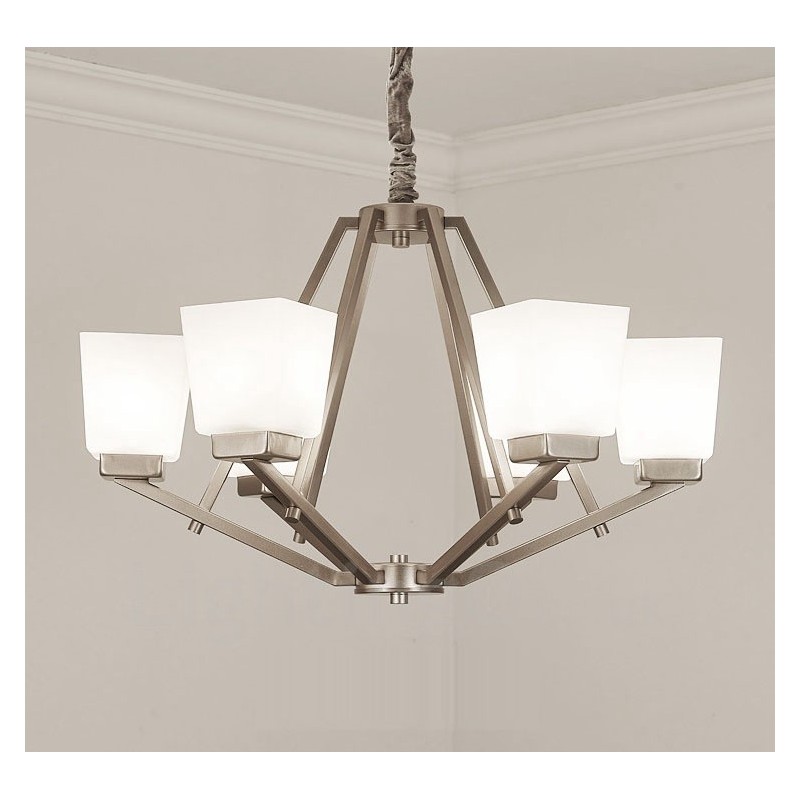 6 Lichter Chrom Pendelleuchte Indoor Modern Kronleuchter Home Hängende Beleuchtung Lampen Leuchten mit Glasschirmen