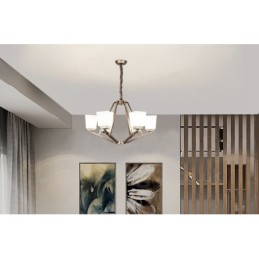 6 Lichter Chrom Pendelleuchte Indoor Modern Kronleuchter Home Hängende Beleuchtung Lampen Leuchten mit Glasschirmen