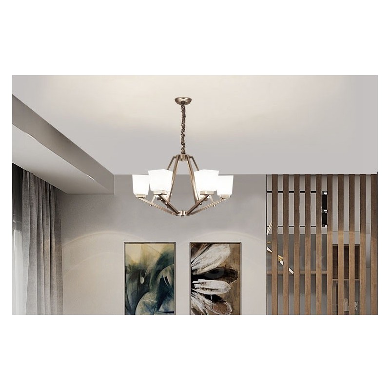 6 Lichter Chrom Pendelleuchte Indoor Modern Kronleuchter Home Hängende Beleuchtung Lampen Leuchten mit Glasschirmen