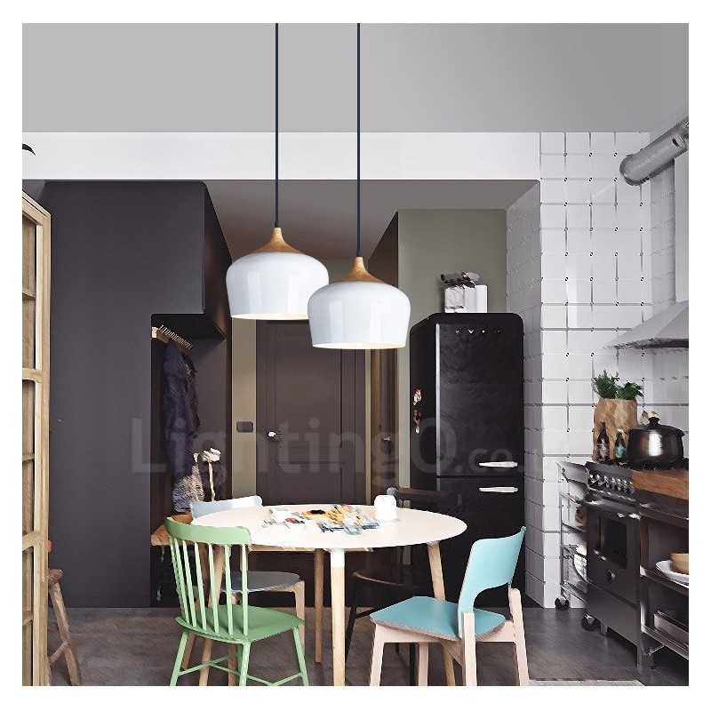 1 Licht Moderne zeitgenössische Pendelleuchte Hängelampe mit weiß rot blau Schatten