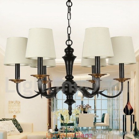 Rustikaler Kronleuchter im Retro-Kerzenstil mit 6 Lichtern