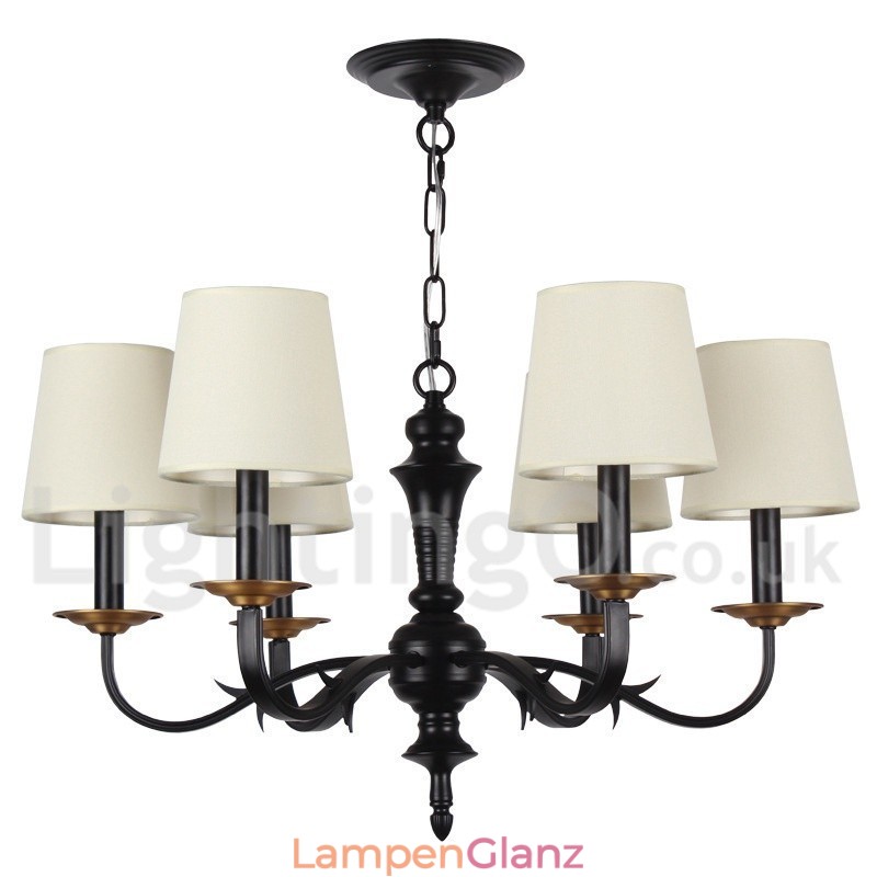 Rustikaler Kronleuchter im Retro-Kerzenstil mit 6 Lichtern