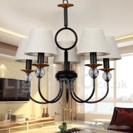 Kronleuchter im rustikalen Retro-Stil, schwarz, mediterraner Stil, moderner Kerzenstil, 5 Lichter
